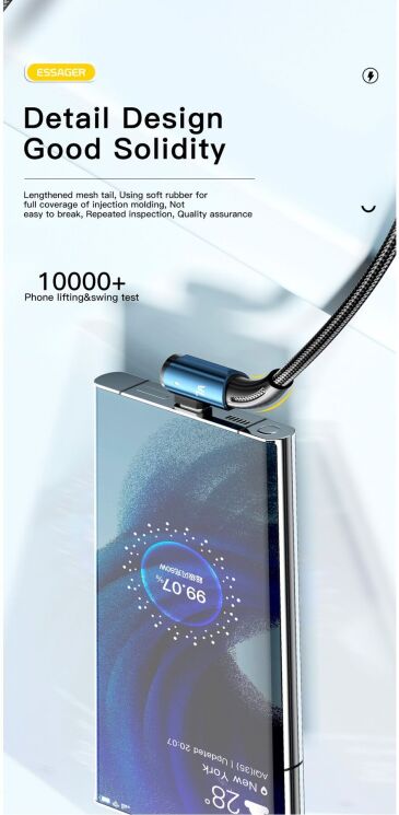 Кабель ESSAGER Sunset USB to Type-C (100W, 7A, 2m) EXCWT7A-CGA01-P - Black: фото 7 з 10