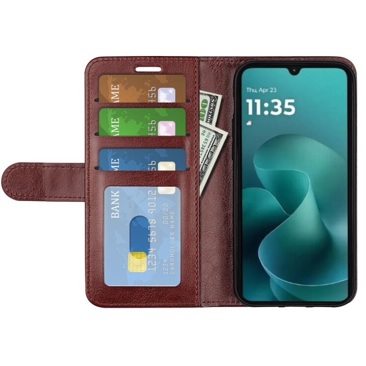 Класичний чохол-книжка Deexe Wallet Style для Motorola Moto G06 - Brown: фото 2 з 7