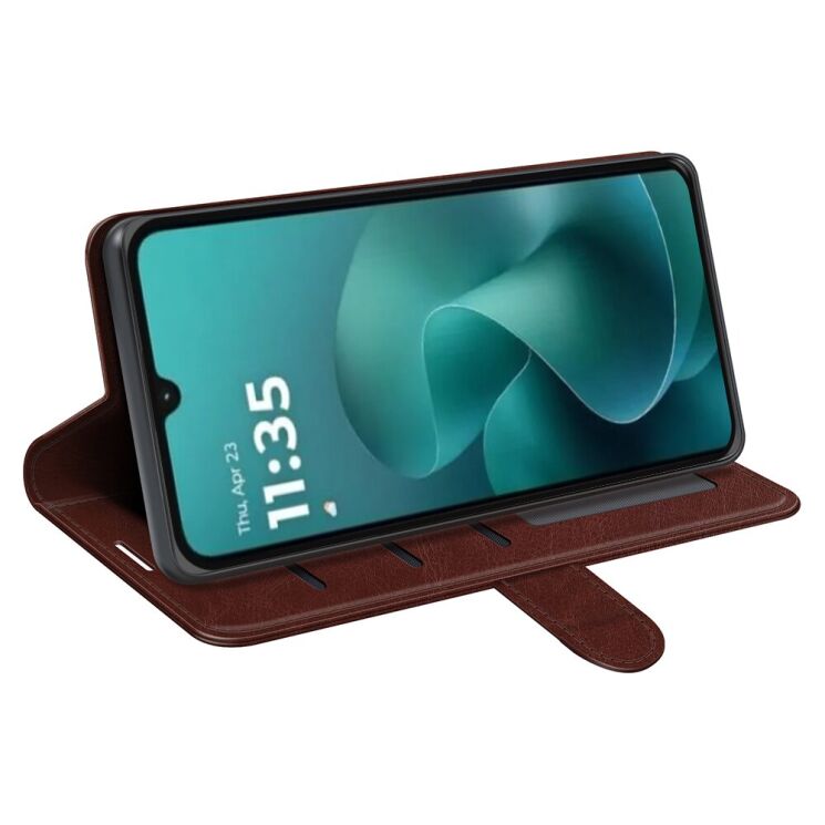 Класичний чохол-книжка Deexe Wallet Style для Motorola Moto G06 - Brown: фото 3 з 7