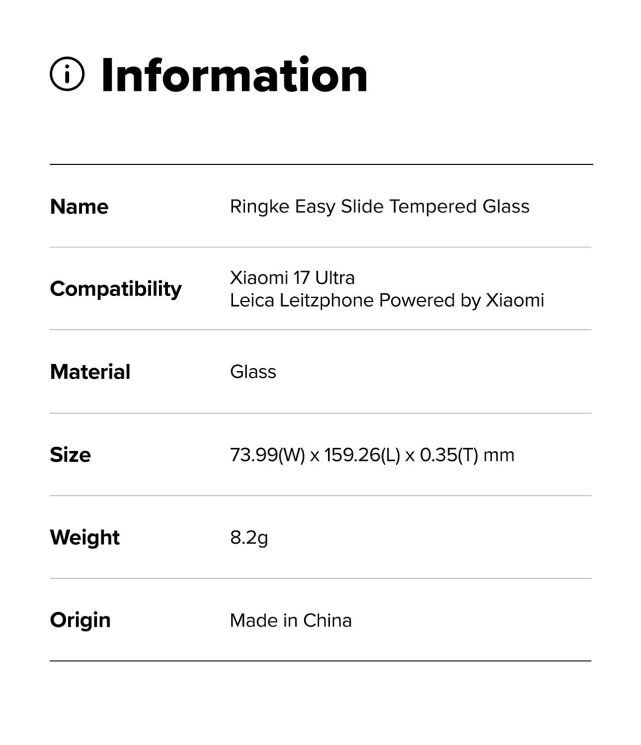 Комплект защитных стекол (2шт) Ringke Easy Slide Tempered Glass для Xiaomi 17 Ultra (8800328818996): фото 18 из 18