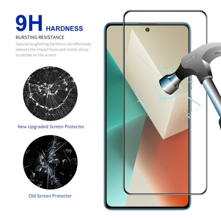 Комплект защитных стекол HAT PRINCE Full Glue для Xiaomi Redmi Note 13 5G / 13 Pro 5G - Black: фото 3 из 10