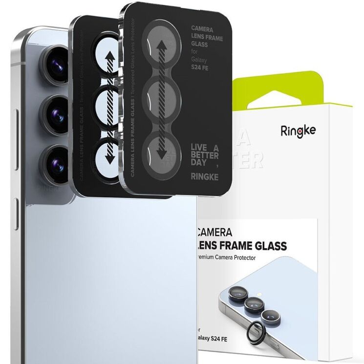 Комплект защитных стекол Ringke Camera Lens Frame Glass для Samsung Galaxy S24 FE (S721) 8800274964792 - Black: фото 1 из 17