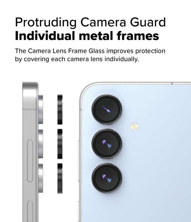 Комплект защитных стекол Ringke Camera Lens Frame Glass для Samsung Galaxy S24 FE (S721) 8800274964792 - Black: фото 7 из 17