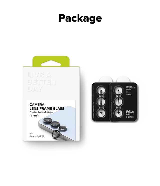 Комплект защитных стекол Ringke Camera Lens Frame Glass для Samsung Galaxy S24 FE (S721) 8800274964792 - Black: фото 14 из 17