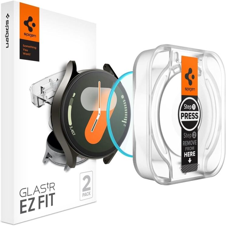 Комплект защитных стекол Spigen (SGP) Screen Protector EZ Fit Glas.tR (FW) для Samsung Galaxy Watch 7 (40mm): фото 1 из 11