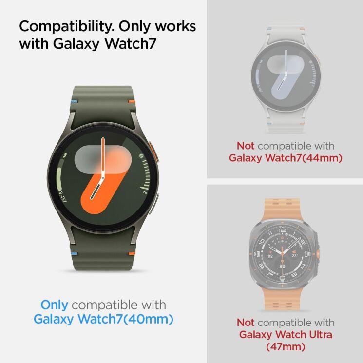 Комплект защитных стекол Spigen (SGP) Screen Protector EZ Fit Glas.tR (FW) для Samsung Galaxy Watch 7 (40mm): фото 6 из 11