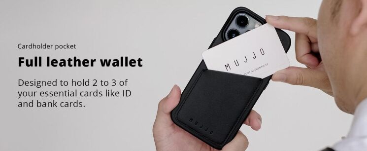 Кожаный чехол MUJJO Full Leather для Apple iPhone 15 - Black: фото 9 из 12