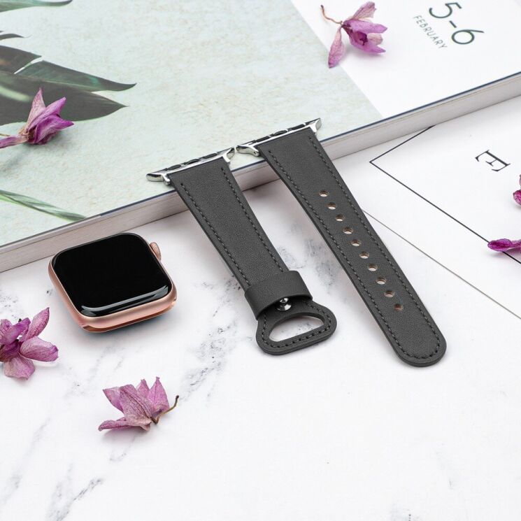 Шкіряний ремінець Deexe Original Style для Apple Watch 42 (Series 10) / 41 / 40 / SE 40 / 38 - Black: фото 5 з 6