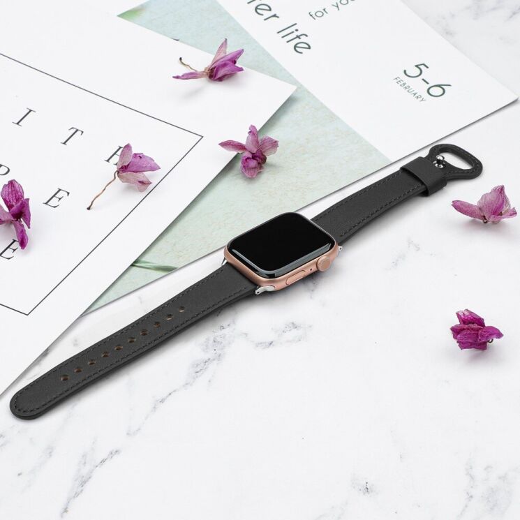 Шкіряний ремінець Deexe Original Style для Apple Watch 42 (Series 10) / 41 / 40 / SE 40 / 38 - Black: фото 6 з 6