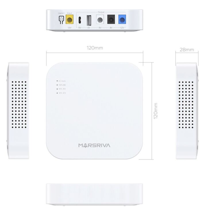 Портативне джерело живлення для роутера MARSRIVA KP4 18W DC 5V/9V/12V (10000mAh) - White: фото 5 з 10