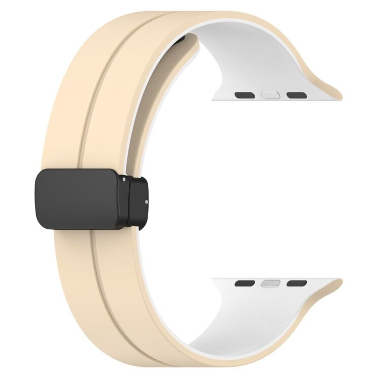 Ремінець Deexe Color Soft Line для Apple Watch 42 (Series 10/11) / 41 / 40 / SE 40 / 38 - Beige / White: фото 2 з 7