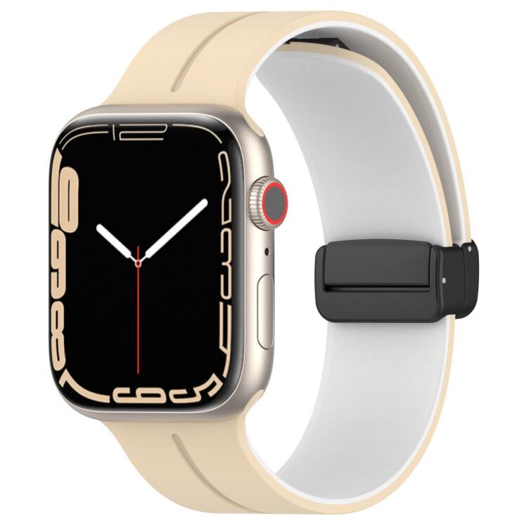 Ремінець Deexe Color Soft Line для Apple Watch 42 (Series 10/11) / 41 / 40 / SE 40 / 38 - Beige / White: фото 5 з 7