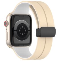 Ремінець Deexe Color Soft Line для Apple Watch 42 (Series 10/11) / 41 / 40 / SE 40 / 38 - Beige / White: фото 1 з 7