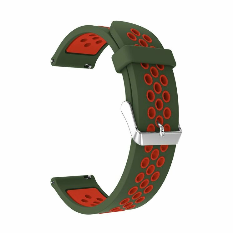 Ремешок Deexe Dual Color для Samsung Galaxy Watch 42mm / Watch 3 41mm - Army Green / Red: фото 4 из 4