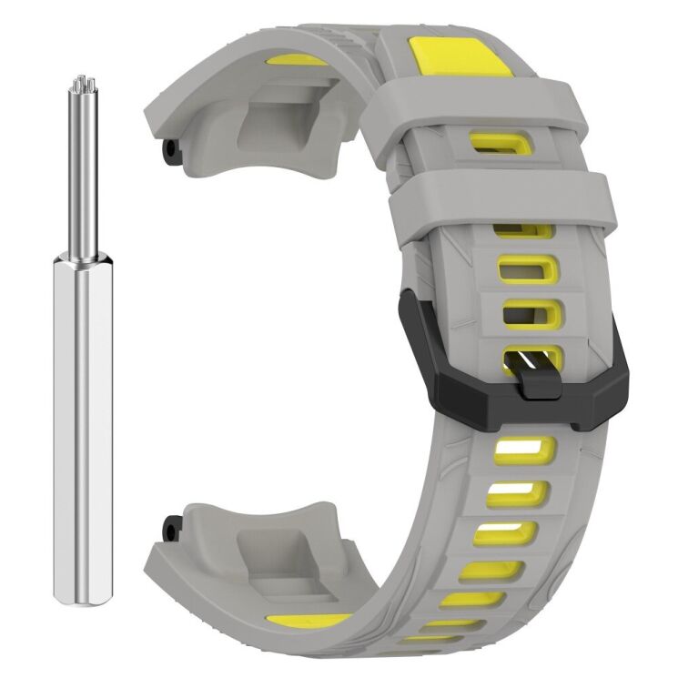 Ремінець Deexe Dual Color для Xiaomi Amazfit T-ReX 3 - Grey / Yellow: фото 3 з 9