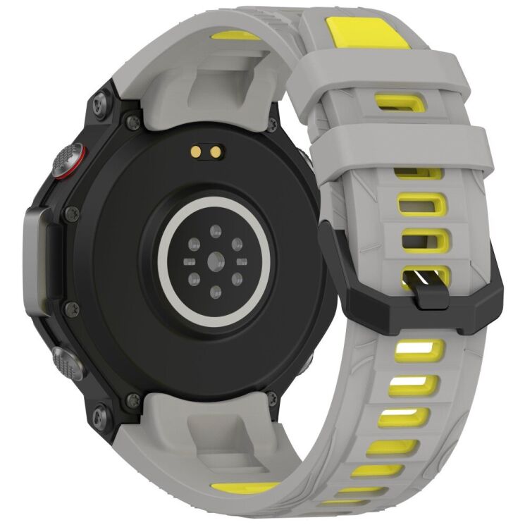 Ремінець Deexe Dual Color для Xiaomi Amazfit T-ReX 3 - Grey / Yellow: фото 1 з 9