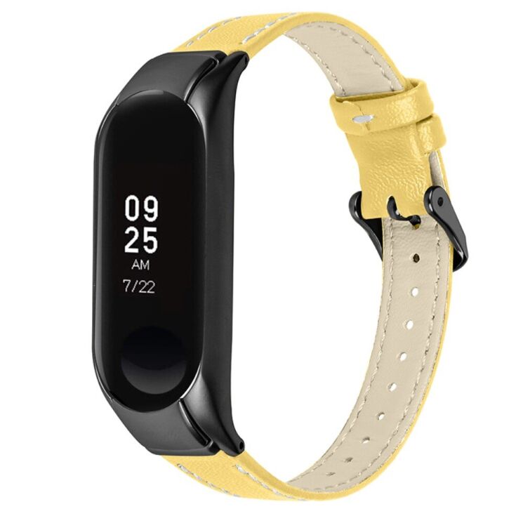 Ремінець Deexe Leather Strip для Xiaomi Mi Band 7 - Yellow: фото 1 з 7