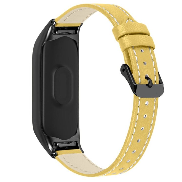 Ремінець Deexe Leather Strip для Xiaomi Mi Band 7 - Yellow: фото 2 з 7