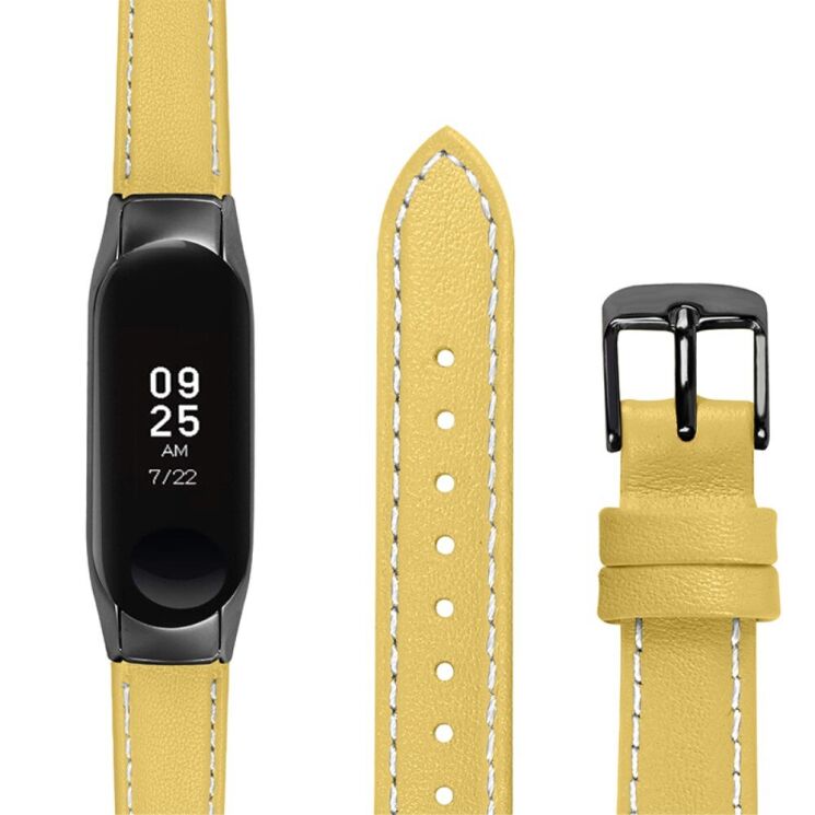 Ремінець Deexe Leather Strip для Xiaomi Mi Band 7 - Yellow: фото 3 з 7