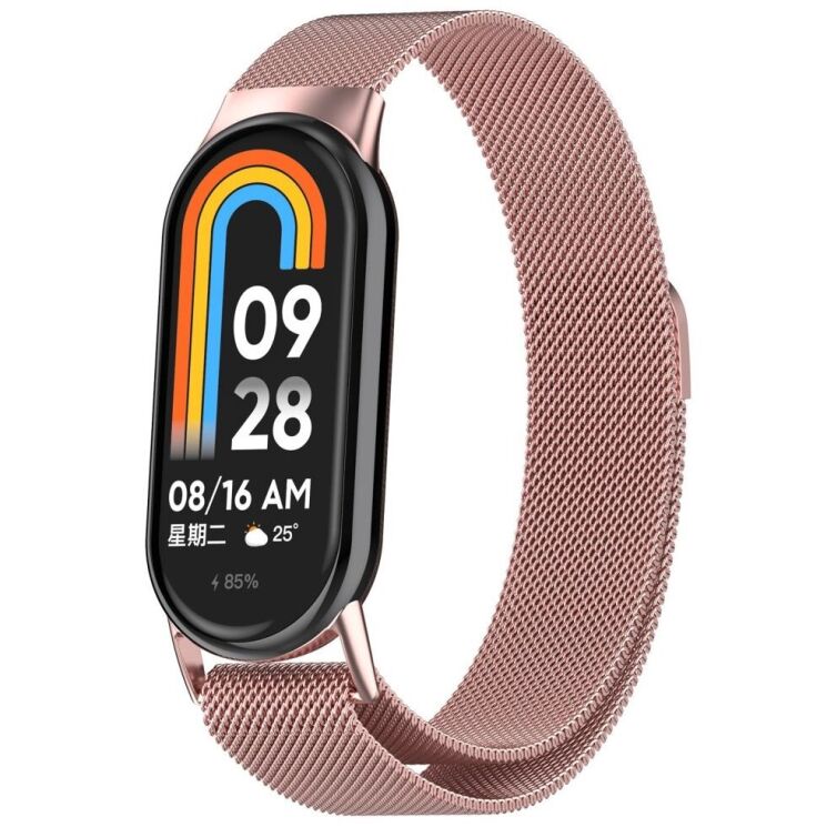 Ремешок Deexe Milanese Stainless Steel для Xiaomi Mi Smart Band 8 / 9 - Rose Pink: фото 4 из 8