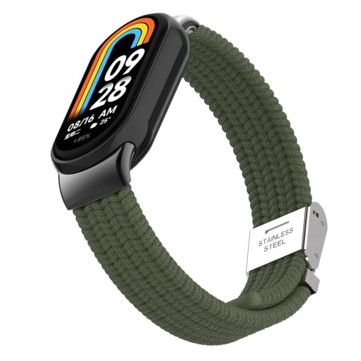 Ремешок Deexe Nylon Bracelet для Xiaomi Mi Smart Band 8 / 9 - Dark Green: фото 6 из 6