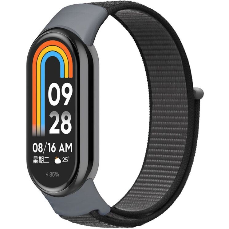 Ремешок Deexe Nylon Loop для Xiaomi Mi Smart Band 8 / 9 - Dark Grey: фото 1 из 3