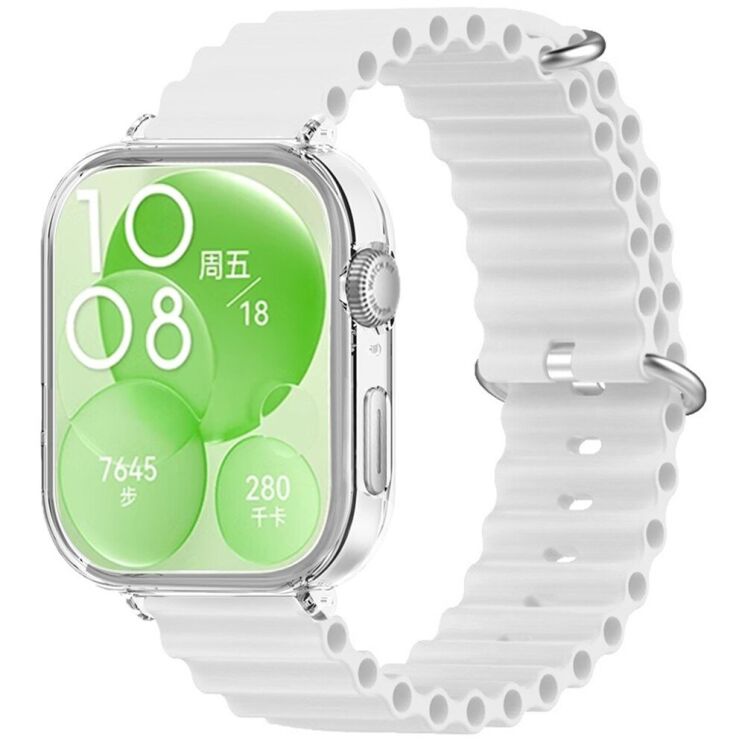 Ремешок Deexe Ocean Silicone для Huawei Watch Fit 3 - White: фото 1 из 3