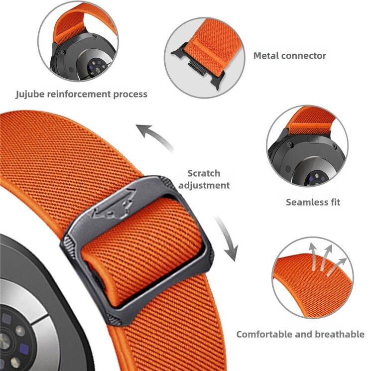 Ремінець Deexe Orbit Flex для Samsung Galaxy Watch 8 (40/44mm) / 8 Classic / Ultra (2025) - Orange: фото 3 з 5