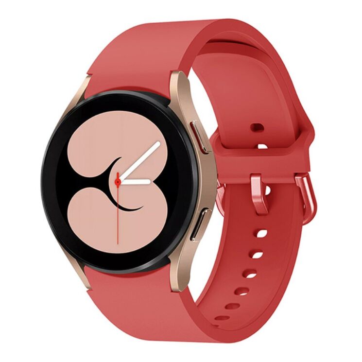Ремешок Deexe Soft Silicone для Samsung Galaxy Watch 4 / 4 Classic / 5 / 5 Pro / 6 / 6 Classic / 7 / FE - Red: фото 1 из 8