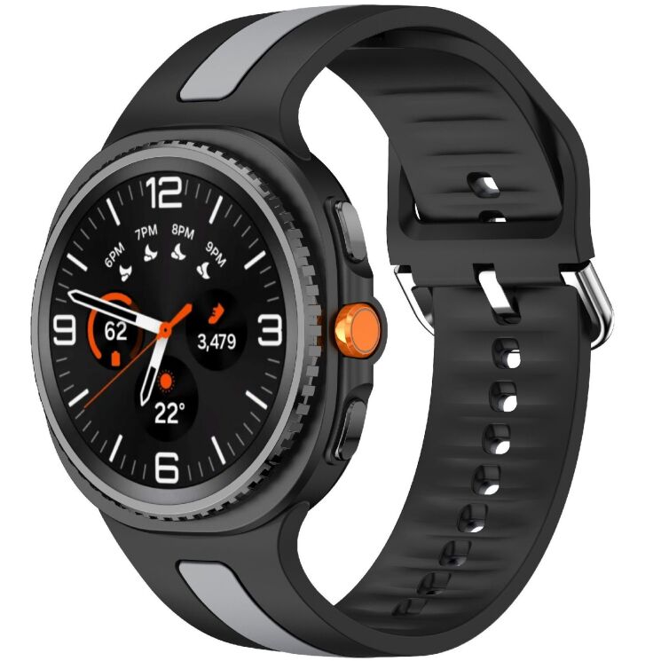 Ремінець Deexe Sport Strap для Samsung Galaxy Watch 8 (40/44mm) / 8 Classic - Black / Grey: фото 2 з 6
