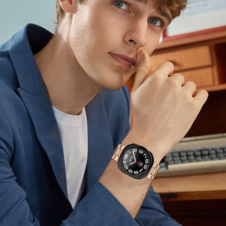 Ремешок Deexe Stainless Steel Strap для Samsung Galaxy Watch 8 (40/44mm) / 8 Classic - Silver: фото 4 из 6