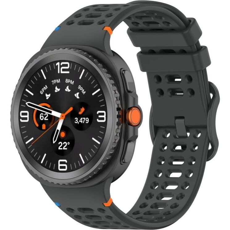 Ремінець Reframe Holes Design для Samsung Galaxy Watch 8 (40/44mm) / 8 Classic - Dark Grey: фото 2 з 7