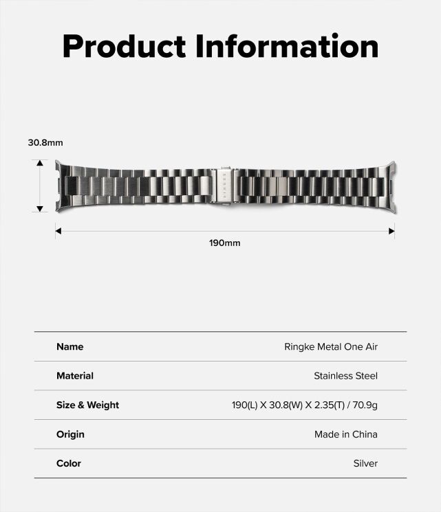 Ремінець Ringke Metal One Air для Samsung Galaxy Watch 8 (40/44mm) / 8 Classic 8800328813786 - Silver: фото 15 з 15