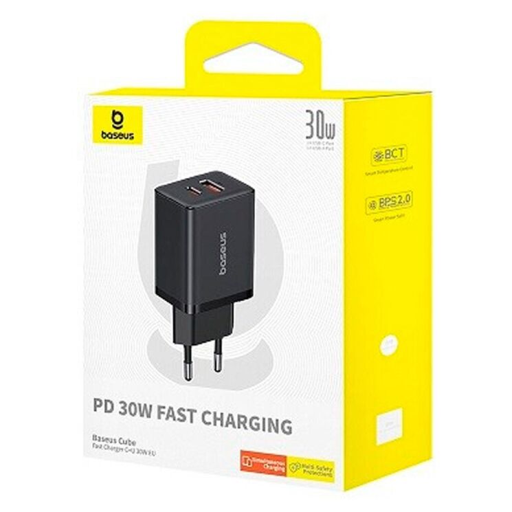 Сетевое зарядное устройство Baseus Cube C+U (30W) P10111404113-00 - Black: фото 3 из 13