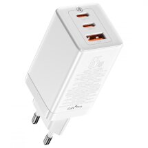 Сетевое зарядное устройство Baseus GaN3 Pro Fast Charger 2C+U 65W + кабель Type-C to Type-C (100W, 5A, 1m) CCGP050102 - White: фото 1 из 24