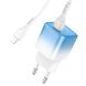 Сетевое зарядное устройство Hoco C101A Single Port PD20W + кабель Type-C to Lightning - Ice Blue (141962WL). Фото 3 из 9