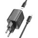 Сетевое зарядное устройство Hoco N42 Elogiado 2C PD45W + кабель Type-C to Lightning - Black (346156B). Фото 4 из 11