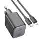Сетевое зарядное устройство Hoco N42 Elogiado 2C PD45W + кабель Type-C to Lightning - Black (346156B). Фото 1 из 11