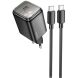 Сетевое зарядное устройство Hoco N54 Monsoon PD45W + кабель Type-C to Type-C - Black (960124B). Фото 1 из 6