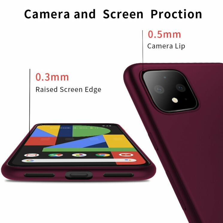 Силиконовый чехол X-LEVEL Matte для Google Pixel 4 XL - Wine Red: фото 4 из 7