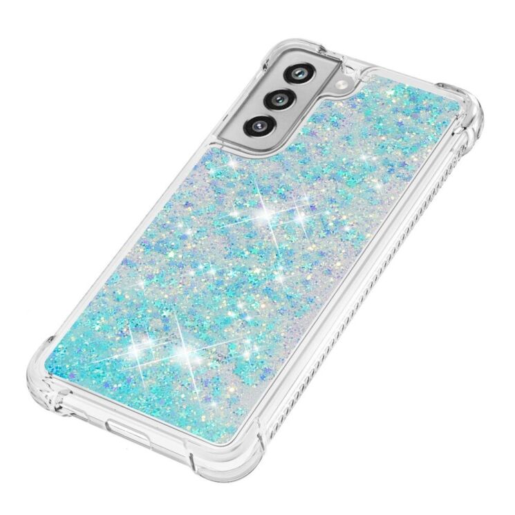 Силиконовый (TPU) чехол Deexe Liquid Glitter для Samsung Galaxy S21 FE (G990) - Blue Stars: фото 4 из 7