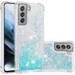 Силиконовый (TPU) чехол Deexe Liquid Glitter для Samsung Galaxy S21 FE (G990) - Blue Stars (230628F)