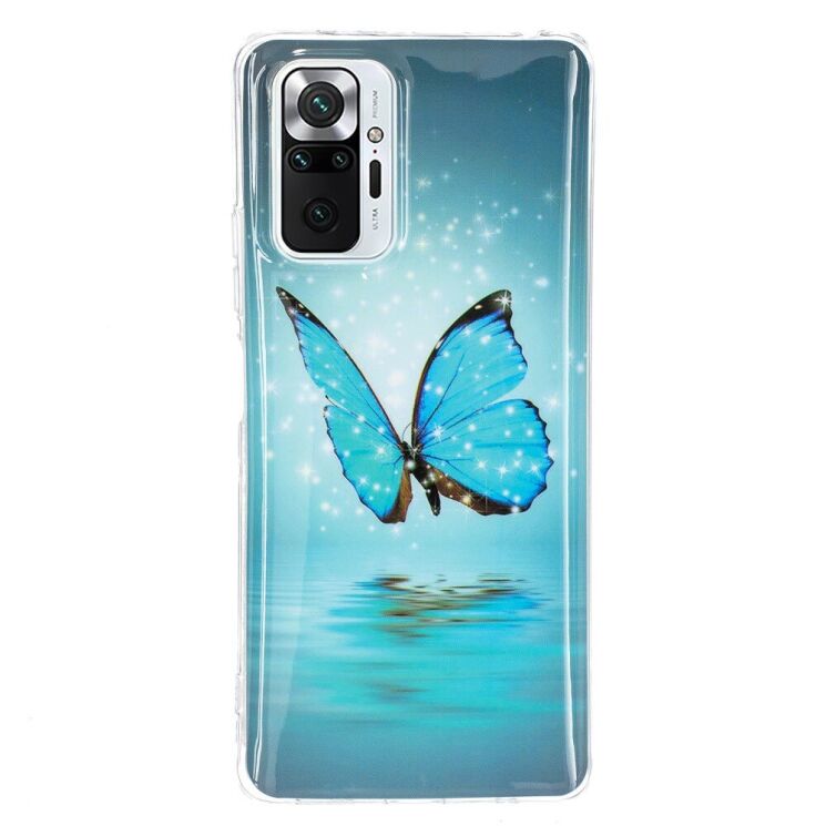 Силиконовый (TPU) чехол Deexe LumiCase для Xiaomi Redmi Note 10 Pro - Blue Butterfly: фото 4 из 5