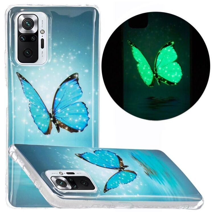 Силиконовый (TPU) чехол Deexe LumiCase для Xiaomi Redmi Note 10 Pro - Blue Butterfly: фото 1 из 5