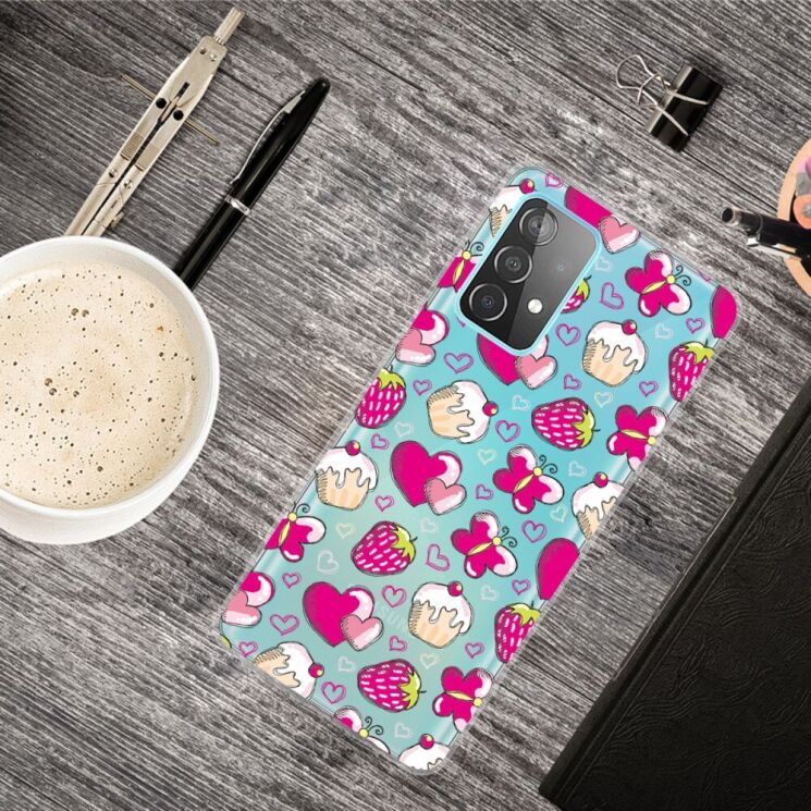Силиконовый (TPU) чехол Deexe Pretty Glossy для Samsung Galaxy A53 - Cakes and Hearts: фото 2 из 4
