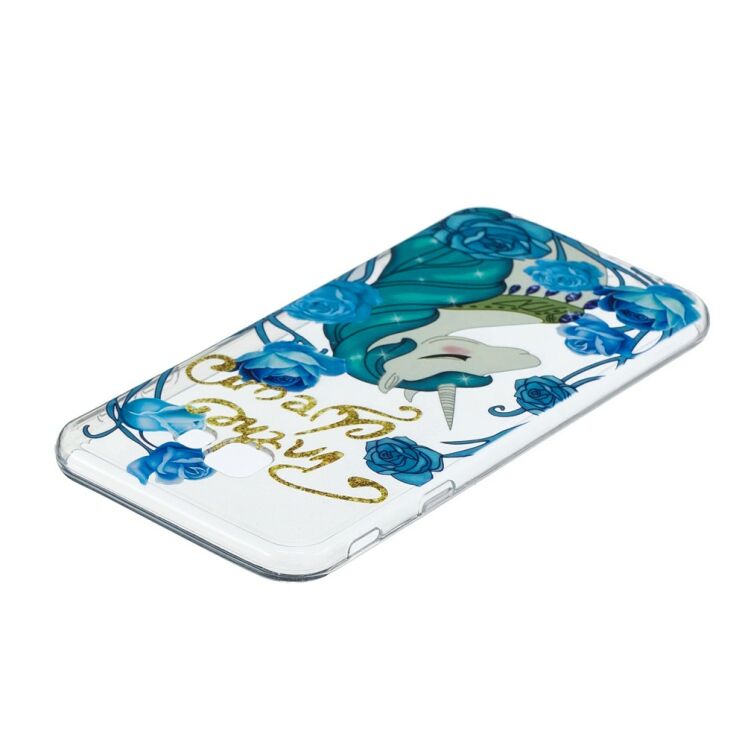 Силиконовый (TPU) чехол Deexe Pretty Glossy для Samsung Galaxy J4+ (J415) - Unicorn and Blue Flower: фото 4 из 5