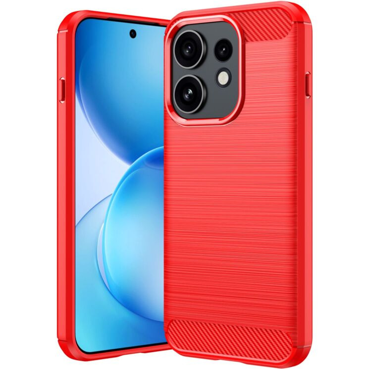 Силиконовый (TPU) чехол UniCase Carbon для OPPO Reno 16 / 16 Pro - Red: фото 1 из 9