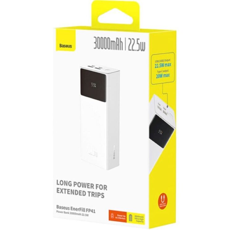 Зовнішній акумулятор Baseus EnerFill FP41 22.5W (30000mAh) - White: фото 6 з 11