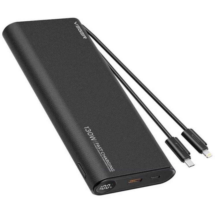 Внешний аккумулятор VEGER TCE130 PD130W (25000mAh) + кабель Type-C + Lightning - Black: фото 1 из 16