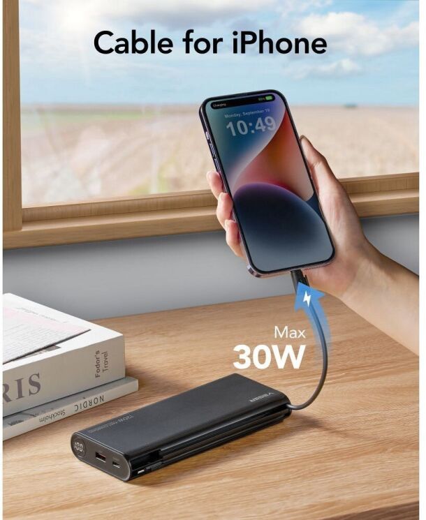 Внешний аккумулятор VEGER TCE130 PD130W (25000mAh) + кабель Type-C + Lightning - Black: фото 12 из 16